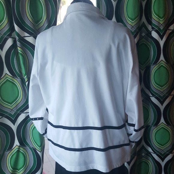 Zip up jacket white black silver stud Blast sz XL - Picture 4 of 11